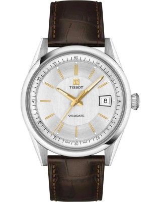 TISSOT Heritage Visodate Powermatic 80 Ρολόι Ανδρικό Καφέ Δερμάτινο λουράκι T1574071603100