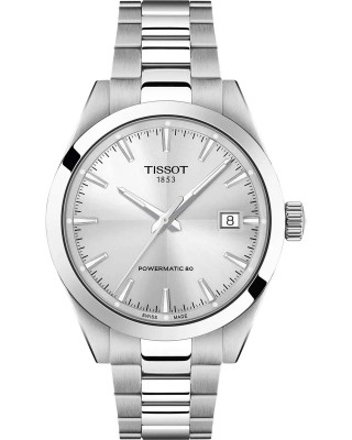 TISSOT T-Classic Gentleman 38mm Powermatic 80 Ρολόι Ανδρικό Ασημί Ανοξείδωτο Ατσάλι μπρασελέ T1658071103100
