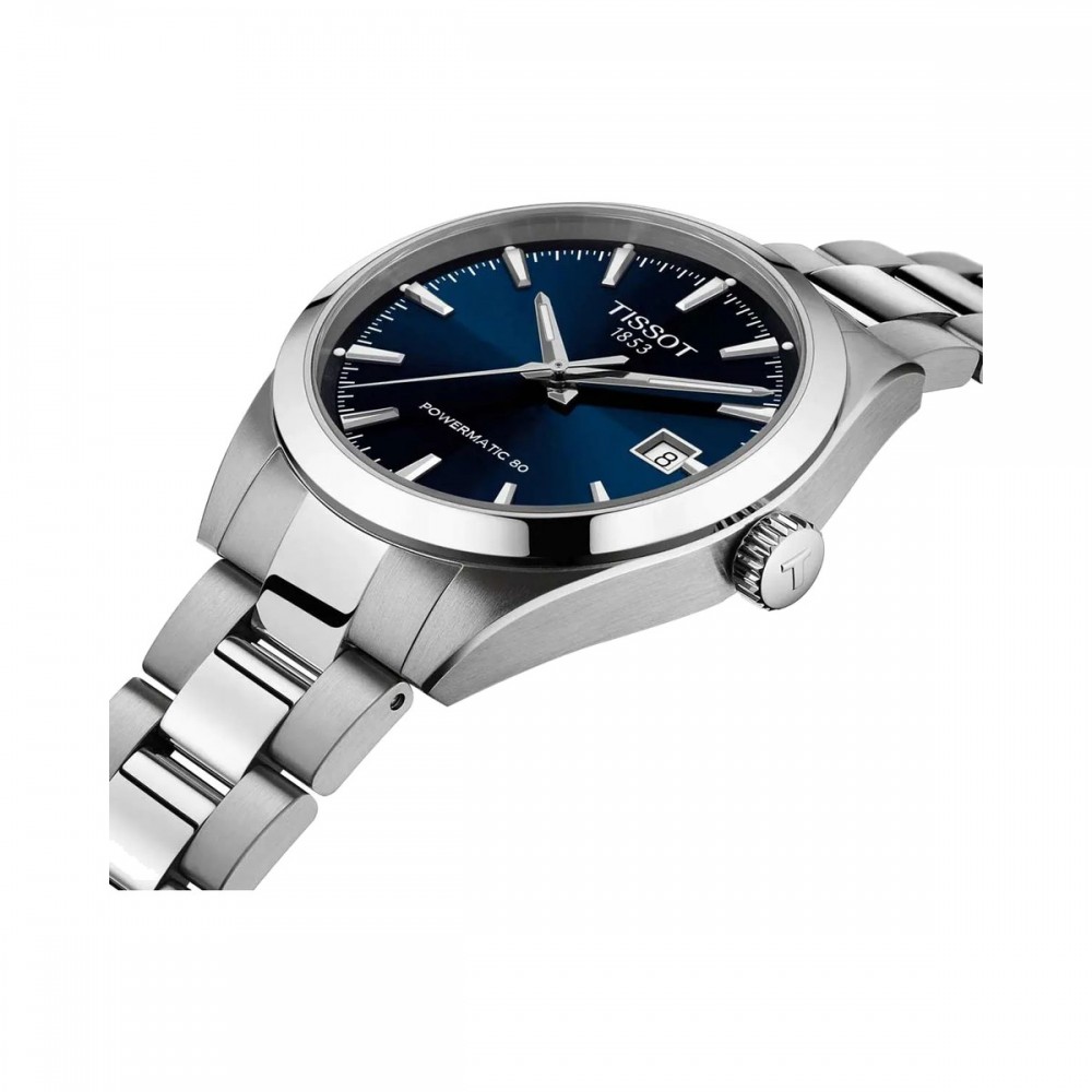 TISSOT T-Classic Gentleman 38mm Powermatic 80 Ρολόι Ανδρικό Ασημί Ανοξείδωτο Ατσάλι μπρασελέ T1658071104100