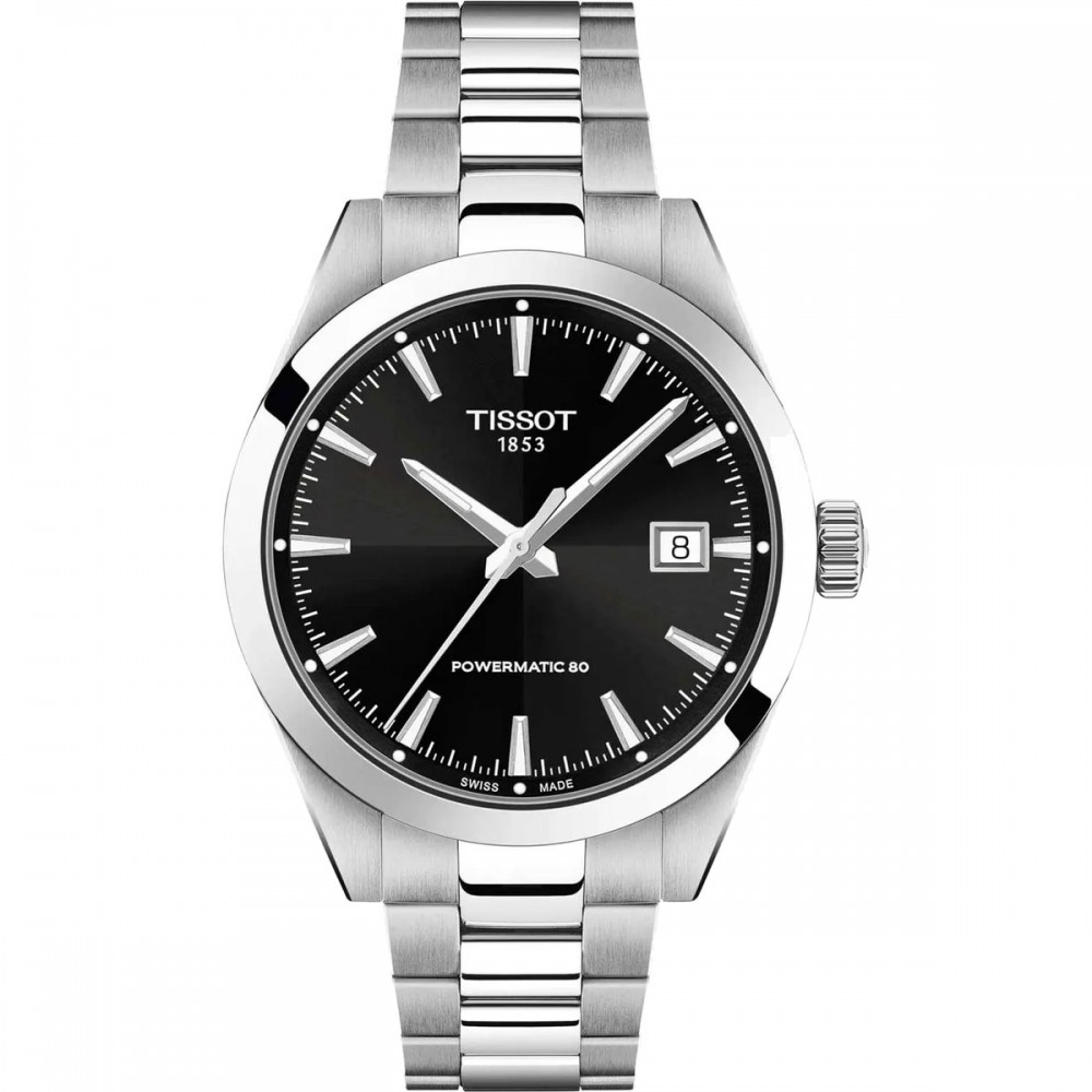 TISSOT T-Classic Gentleman 38mm Powermatic 80 Ρολόι Ανδρικό Ασημί Ανοξείδωτο Ατσάλι μπρασελέ T1658071105100
