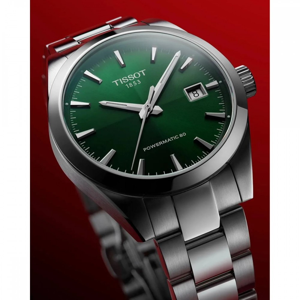 TISSOT T-Classic Gentleman 38mm Powermatic 80 Ρολόι Ανδρικό Ασημί Ανοξείδωτο Ατσάλι μπρασελέ T1658071109100