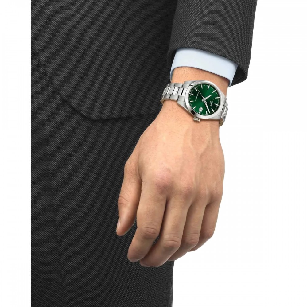 TISSOT T-Classic Gentleman 38mm Powermatic 80 Ρολόι Ανδρικό Ασημί Ανοξείδωτο Ατσάλι μπρασελέ T1658071109100