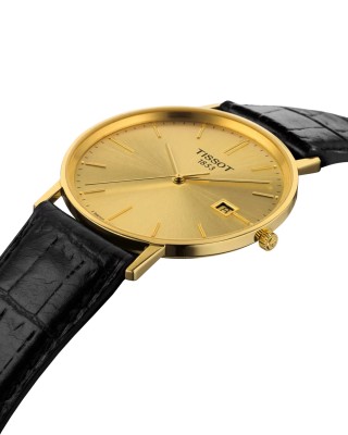 TISSOT Goldrun Gold 18Κ 38mm Ρολόι Ανδρικό Μαύρο Δερμάτινο λουράκι T9224101602100