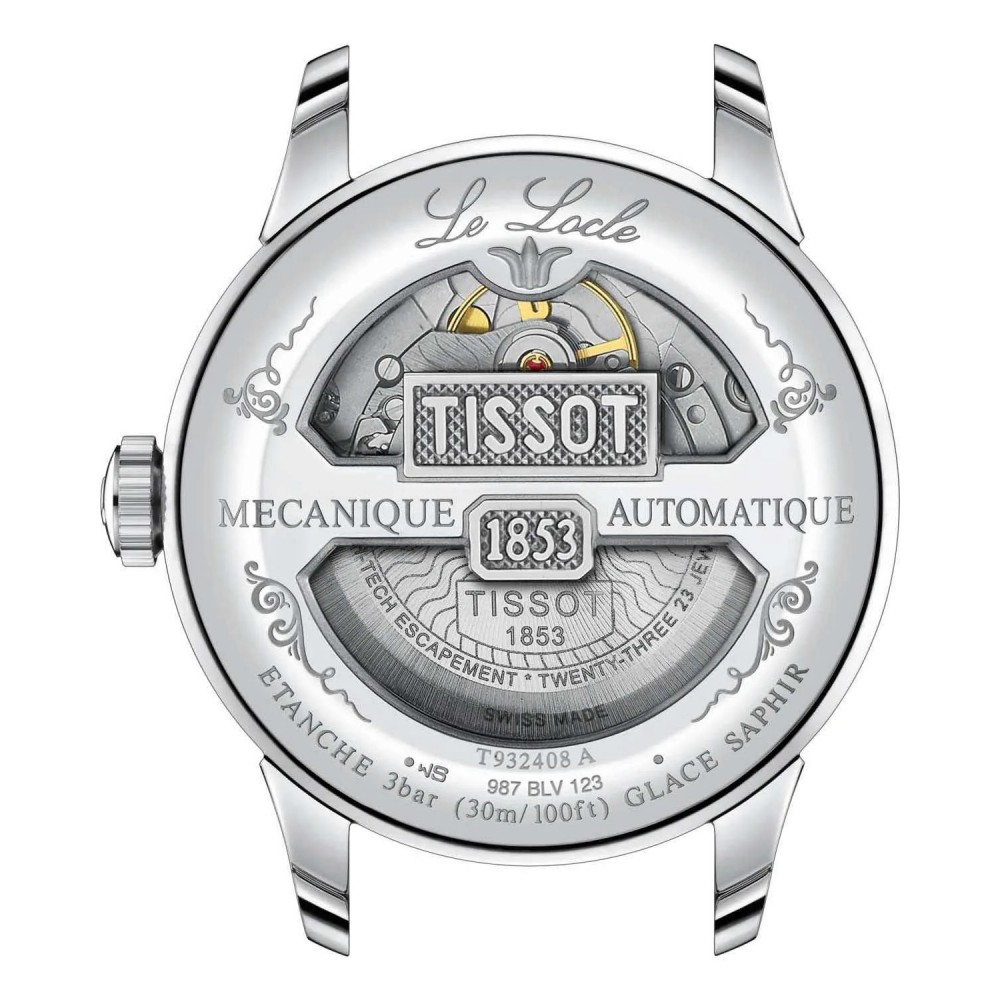 TISSOT T-Classic Le Locle Cosc Αυτόματο Rose Gold Bezel 18k Ρολόι Ανδρικό Ασημί Ανοξείδωτο Ατσάλι μπρασελέ T9324084103300