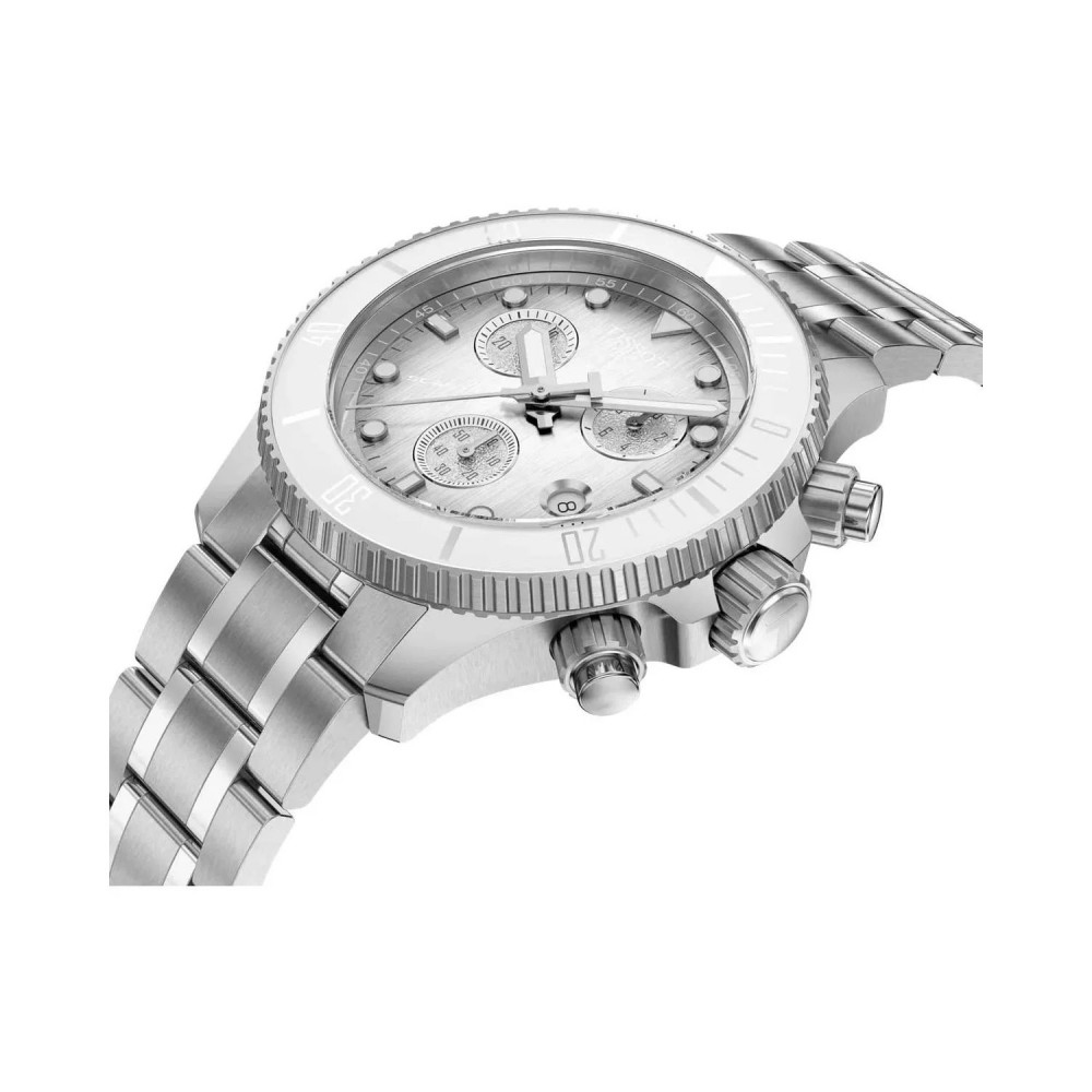 TISSOT T-Sport Seastar 1000 Χρονογράφος Ρολόι Unisex Ασημί Ανοξείδωτο Ατσάλι μπρασελέ T1202171101100