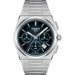 TISSOT T-Classic PRX 42mm Powermatic 80 Χρονογράφος Ρολόι Ασημί Ανοξείδωτο Ατσάλι μπρασελέ T1374271104101