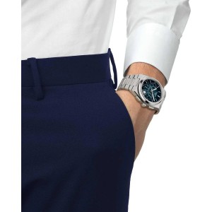 TISSOT T-Classic PRX 42mm Powermatic 80 Χρονογράφος Ρολόι Ασημί Ανοξείδωτο Ατσάλι μπρασελέ T1374271104101