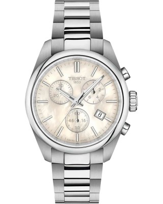 TISSOT T-Classic PR 100 36mm Χρονογράφος Ρολόι  Ασημί Ανοξείδωτο Ατσάλι μπρασελέ T1502171111100