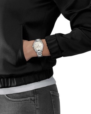 TISSOT T-Classic PR 100 36mm Χρονογράφος Ρολόι  Ασημί Ανοξείδωτο Ατσάλι μπρασελέ T1502171111100