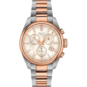 TISSOT T-Classic PR 100 36mm Χρονογράφος Ρολόι  Δίχρωμο Ανοξείδωτο Ατσάλι μπρασελέ T1502172211100