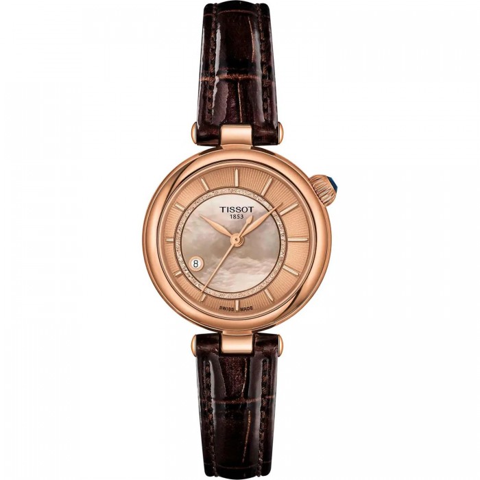 TISSOT T-Lady Desir Automatic Ρολόι Γυναικείο Καφέ Δερμάτινο Λουράκι T1522073652100