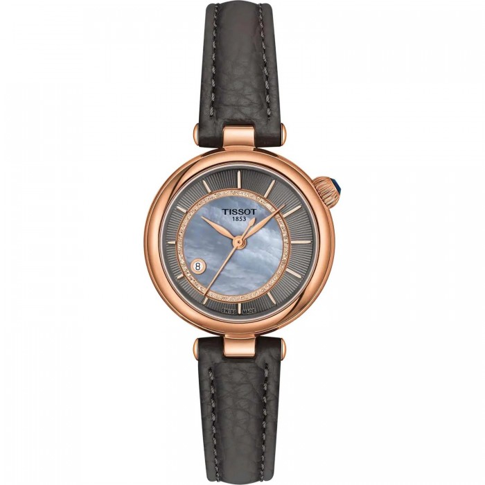 TISSOT T-Lady Desir Automatic Ρολόι Γυναικείο Γκρι Δερμάτινο Λουράκι T1522073653100