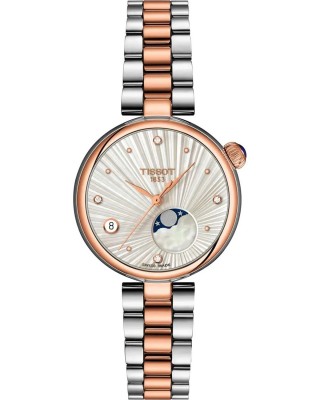 TISSOT T-Lady Desir Moonphase Diamonds Ρολόι Γυναικείο Δίχρωμο Ανοξείδωτο Ατσάλι μπρασελέ T1522232203600