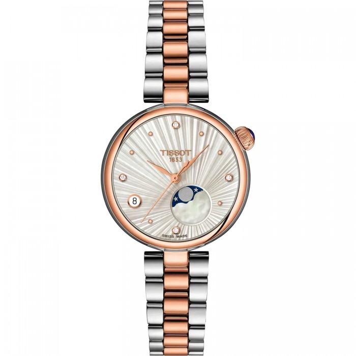 TISSOT T-Lady Desir Moonphase Diamonds Ρολόι Γυναικείο Δίχρωμο Ανοξείδωτο Ατσάλι μπρασελέ T1522232203600