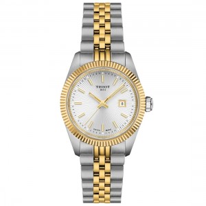 TISSOT T-Classic Ballade 30mm Ρολόι Ασημί/Χρυσό Ανοξείδωτο Ατσάλι μπρασελέ T1560102203100