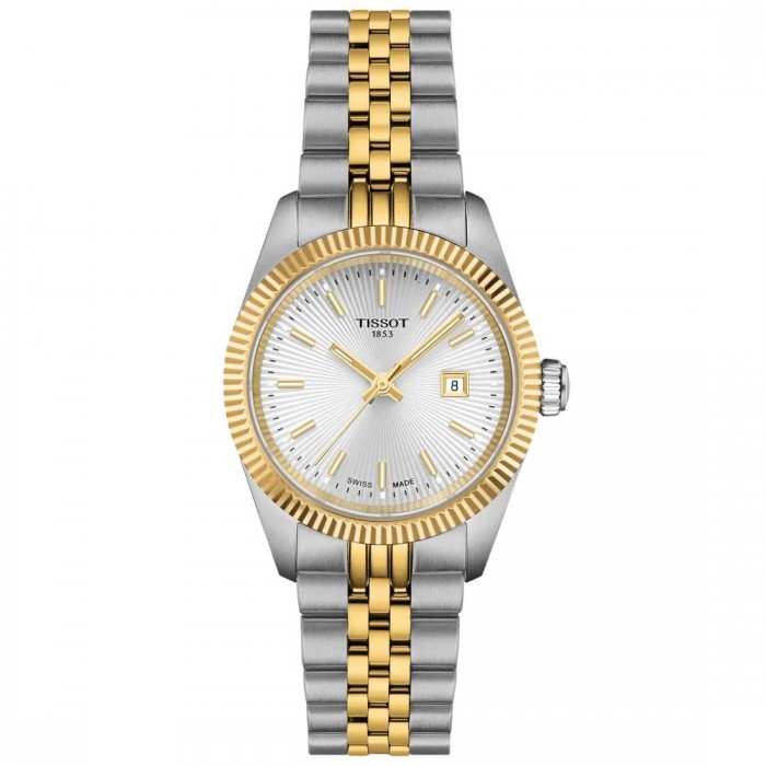 TISSOT T-Classic Ballade 30mm Ρολόι Ασημί/Χρυσό Ανοξείδωτο Ατσάλι μπρασελέ T1560102203100