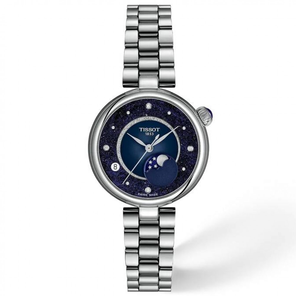 TISSOT T-Lady Desir Moonphase Diamonds Ρολόι Γυναικείο Ανοξείδωτο Ατσάλι μπρασελέ T1522231149600