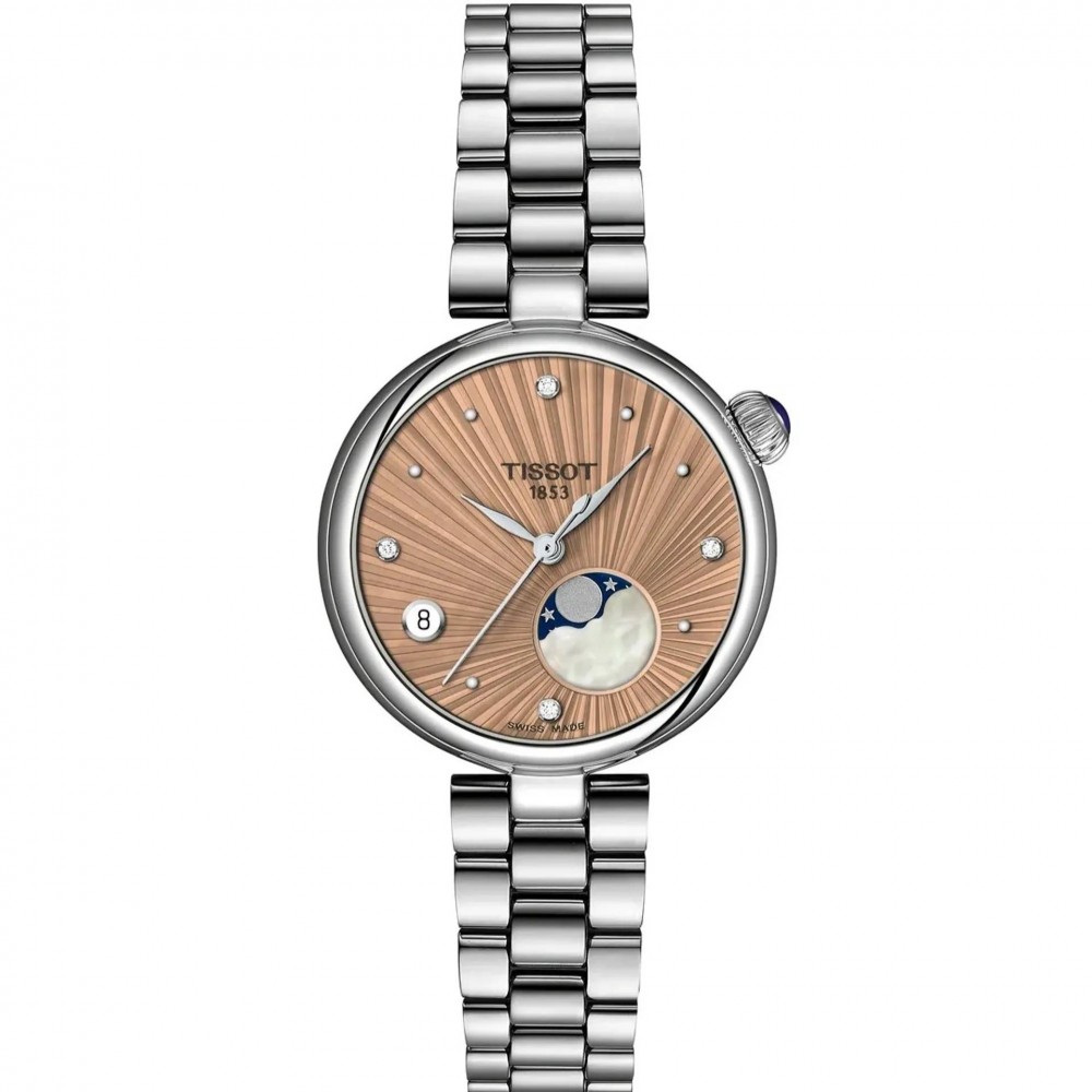 TISSOT T-Lady Desir Moonphase Diamonds Ρολόι Γυναικείο Ανοξείδωτο Ατσάλι μπρασελέ T1522231154600