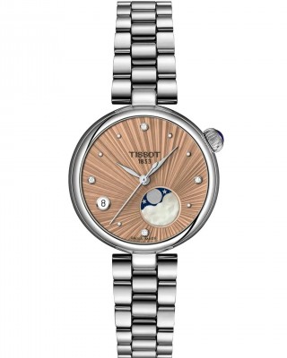 TISSOT T-Lady Desir Moonphase Diamonds Ρολόι Γυναικείο Ανοξείδωτο Ατσάλι μπρασελέ T1522231154600