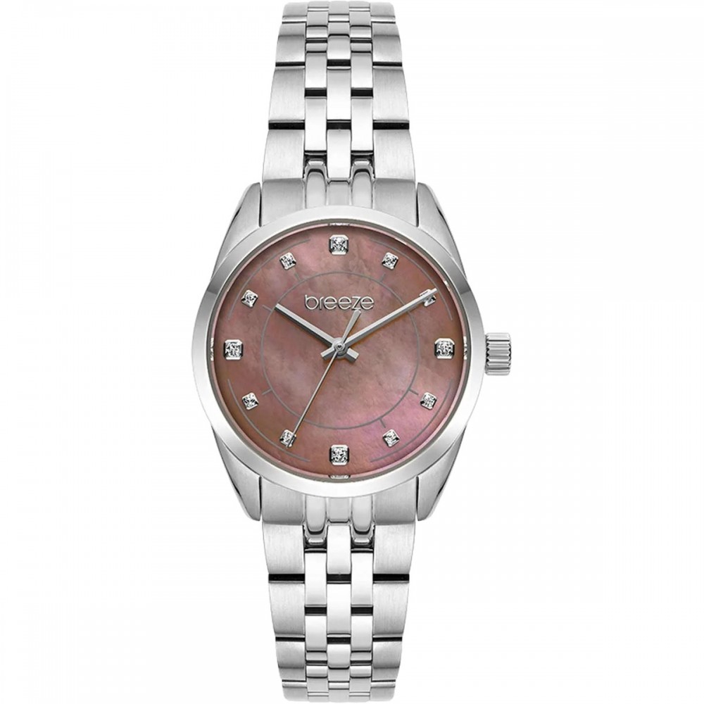 BREEZE Ocealis Crystals Ρολόι Ασημί Ανοξείδωτο Ατσάλι μπρασελέ 612611.5