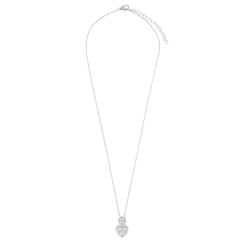 BREEZE Κολιέ Καρδιές Λευκά Κρύσταλλα Επίχρυσο Ασήμι 925 416026.4