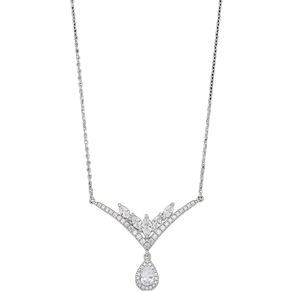 BREEZE Κολιέ Λευκά Κρύσταλλα Επίχρυσο Ασήμι 925 416029.4