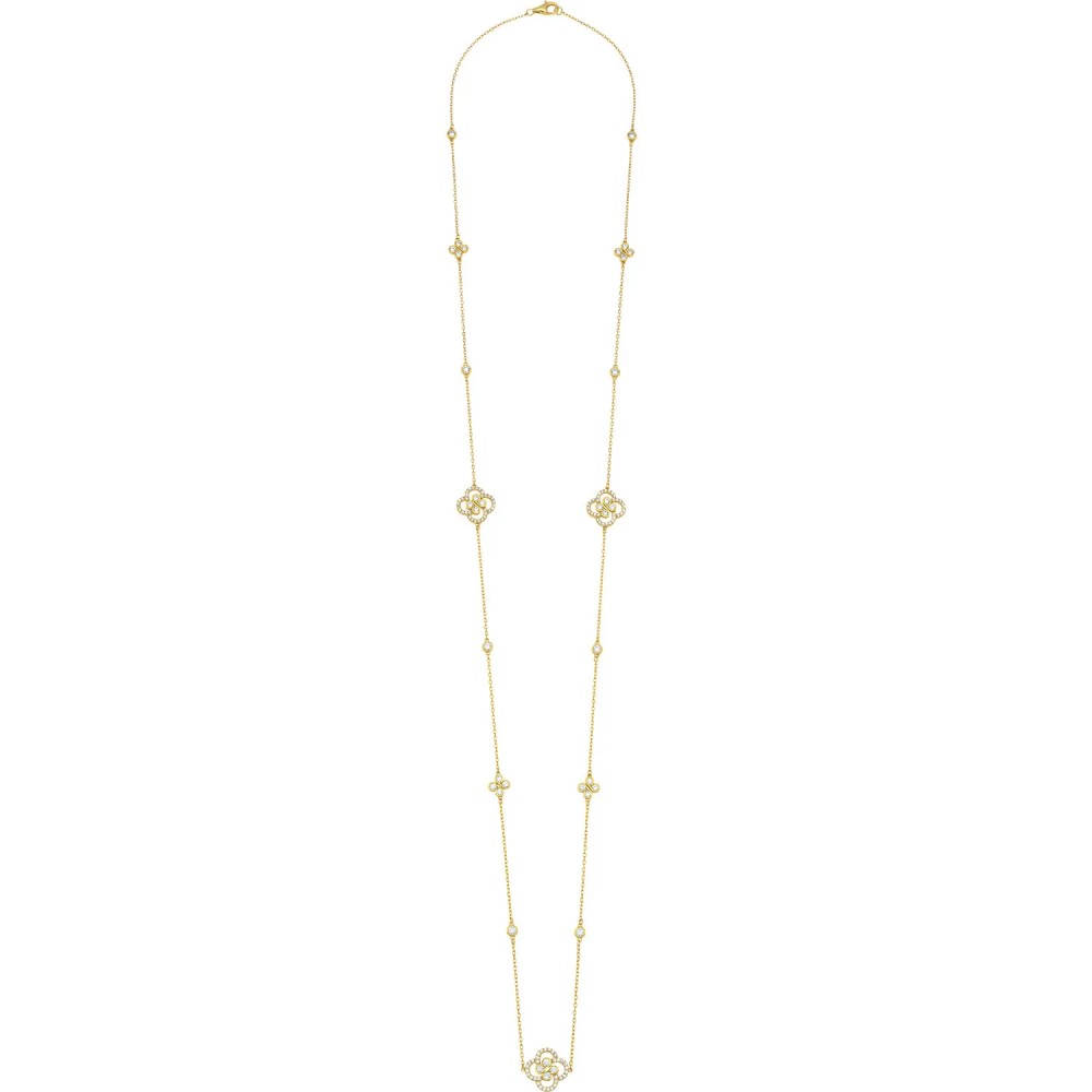 BREEZE Κολιέ Μακρύ Λευκά Κρύσταλλα Επίχρυσο Ασήμι 925 416025.1