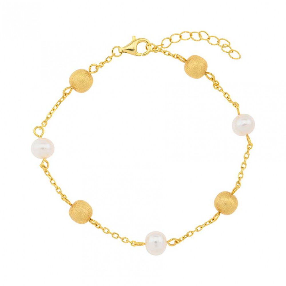 BREEZE Βραχιόλι με Πέρλες Επίχρυσο 925 Ασήμι 316006.1