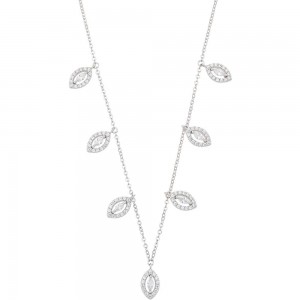 BREEZE Κολιέ Λευκά Κρύσταλλα Ασήμι 925 416011.4