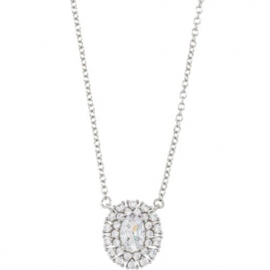 BREEZE Κολιέ 925 ασήμι Λευκά Κρύσταλλα 416018.4