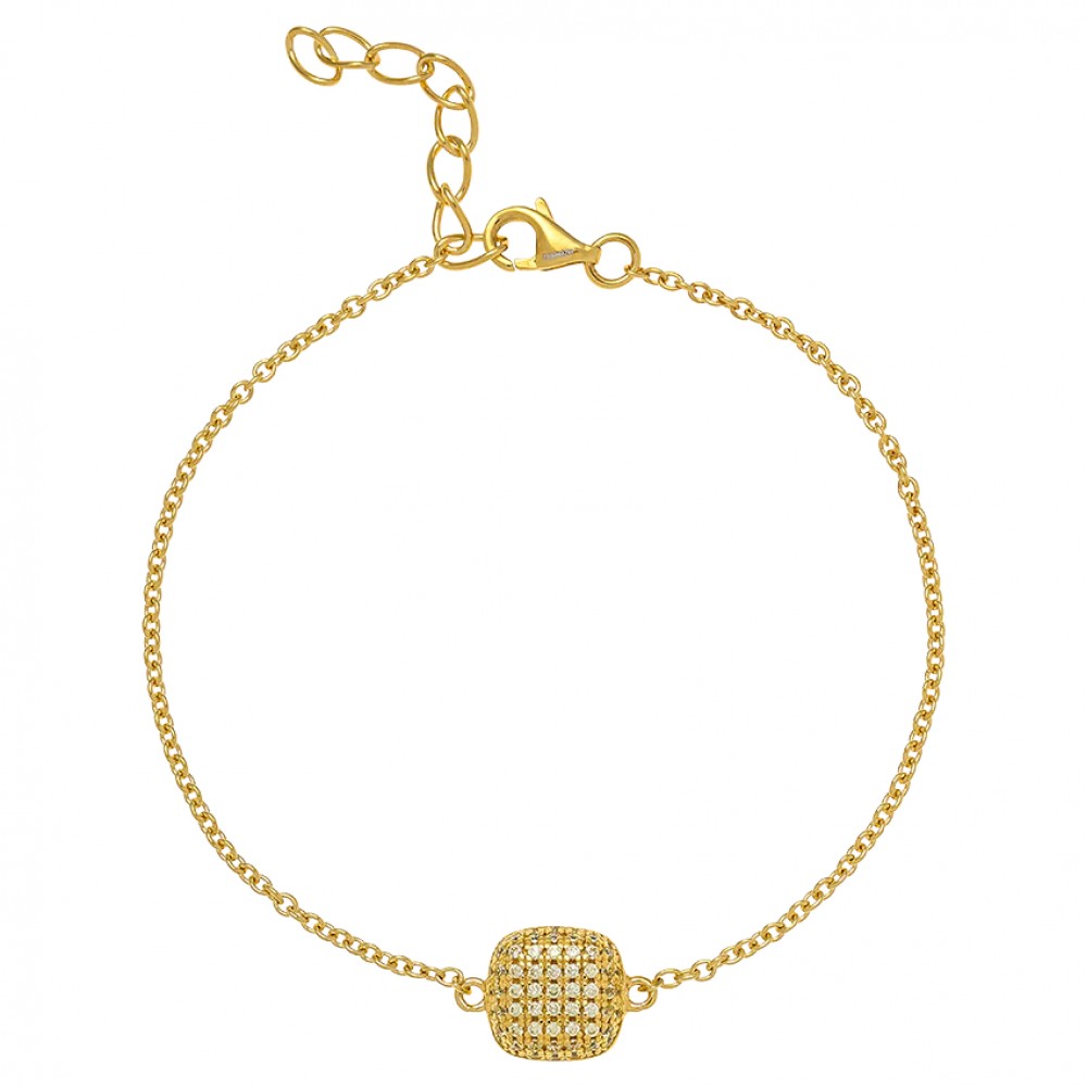 BREEZE Βραχιόλι Επίχρυσο Λευκά Ζιργκόν 925 Ασήμι 313027.1