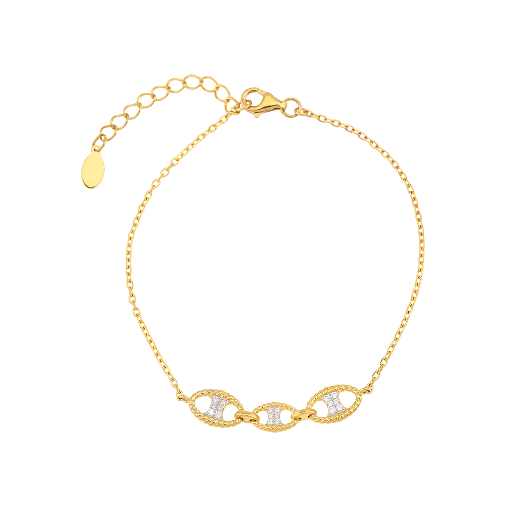 BREEZE Βραχιόλι Επίχρυσο Λευκά Ζιργκόν 925 Ασήμι 313031.1