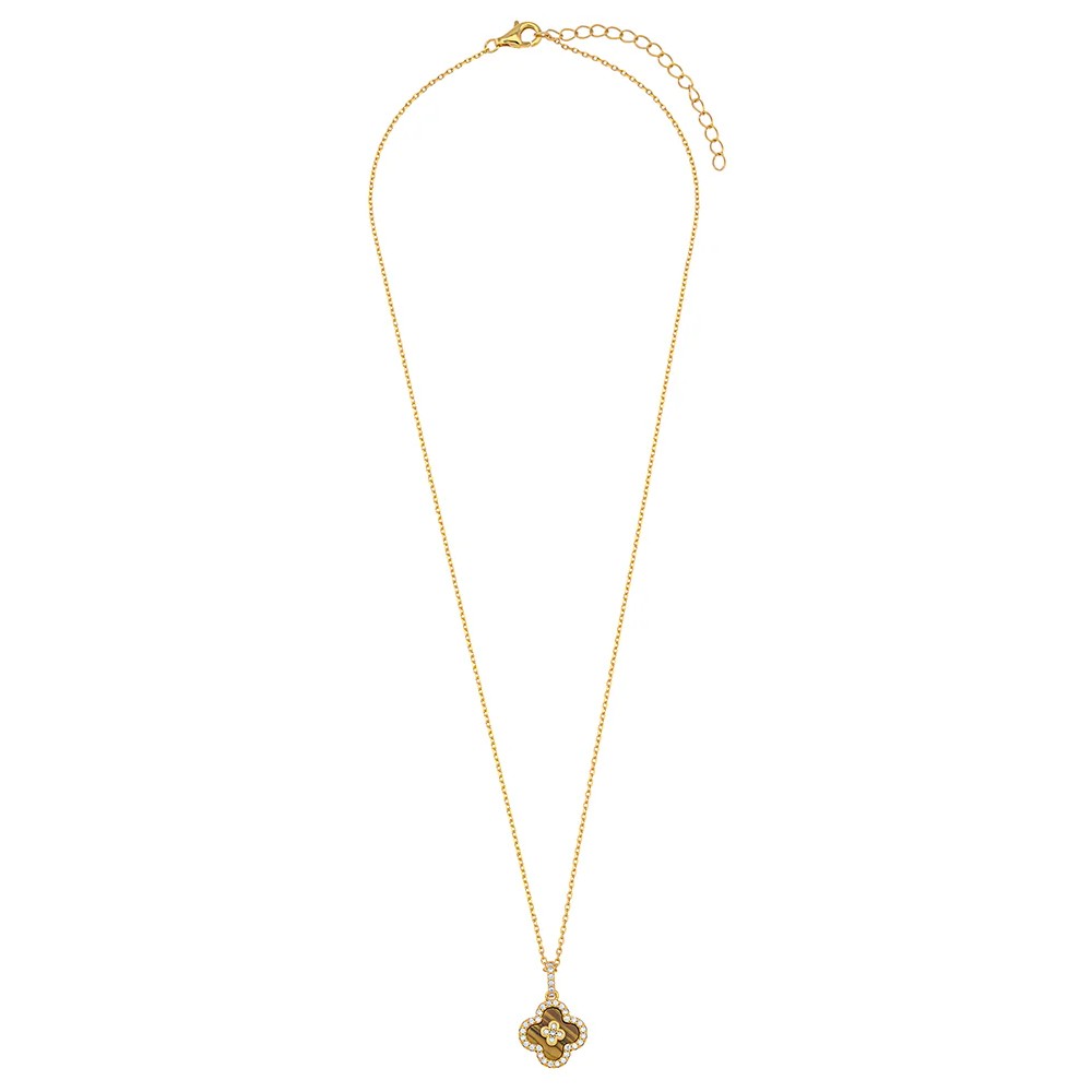 BREEZE Κολιέ Επίχρυσο Ασήμι 925 Tiger Eye 416028.1