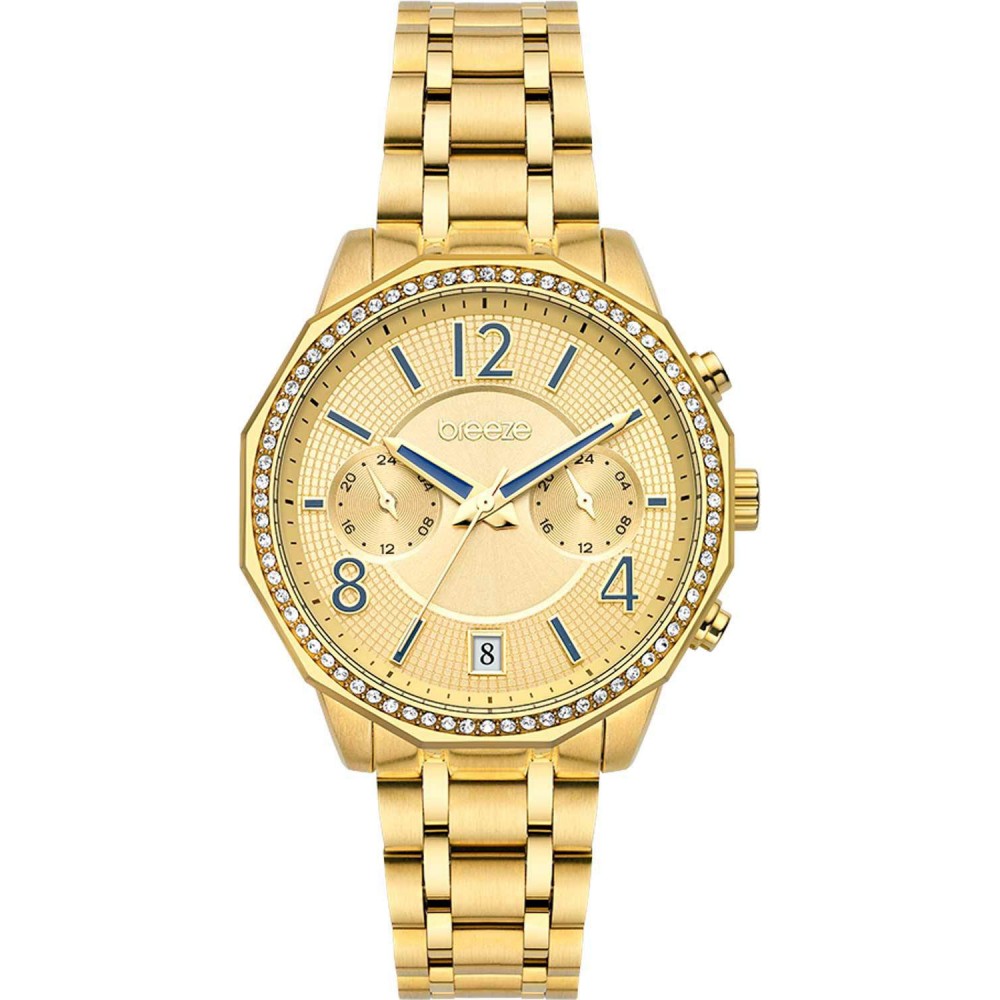 BREEZE Crystal Dual Time Επιχρυσωμένο Ανοξέιδωτο Ατσάλι μπρασελέ 212451.2