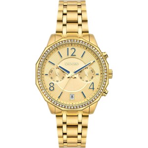 BREEZE Crystal Dual Time Επιχρυσωμένο Ανοξέιδωτο Ατσάλι μπρασελέ 212451.2