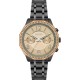 BREEZE Crystal Dual Time Μαύρο Ανοξέιδωτο Ατσάλι μπρασελέ 812451.2