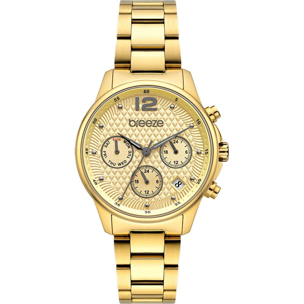 BREEZE Enigma Dual Time Επιχρυσωμένο Ανοξέιδωτο Ατσάλι μπρασελέ 212431.2