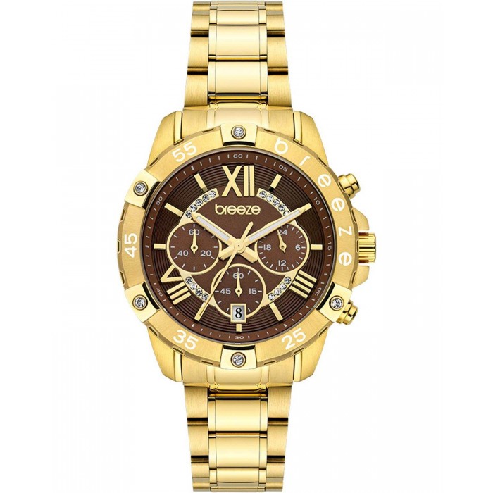 BREEZE Spectacolo Swarovski Chronograph Επιχρυσωμένό Ανοξέιδωτο Ατσάλι μπρασελέ 212441.8