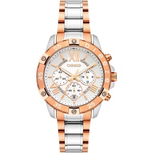 BREEZE Spectacolo Swarovski Chronograph Ασημί/Ροζ Επιχρυσωμένό Ανοξέιδωτο Ατσάλι μπρασελέ 712441.1