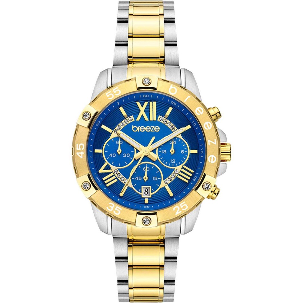 BREEZE Spectacolo Swarovski Chronograph Ασημί/Επιχρυσωμένό Ανοξέιδωτο Ατσάλι μπρασελέ 712441.3