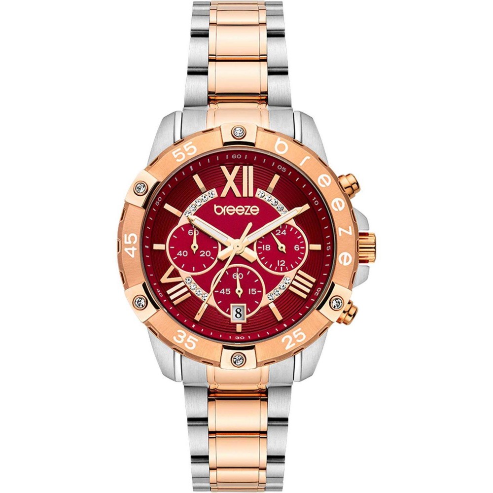 BREEZE Spectacolo Swarovski Chronograph Ασημί/Ροζ Επιχρυσωμένό Ανοξέιδωτο Ατσάλι μπρασελέ 712441.6