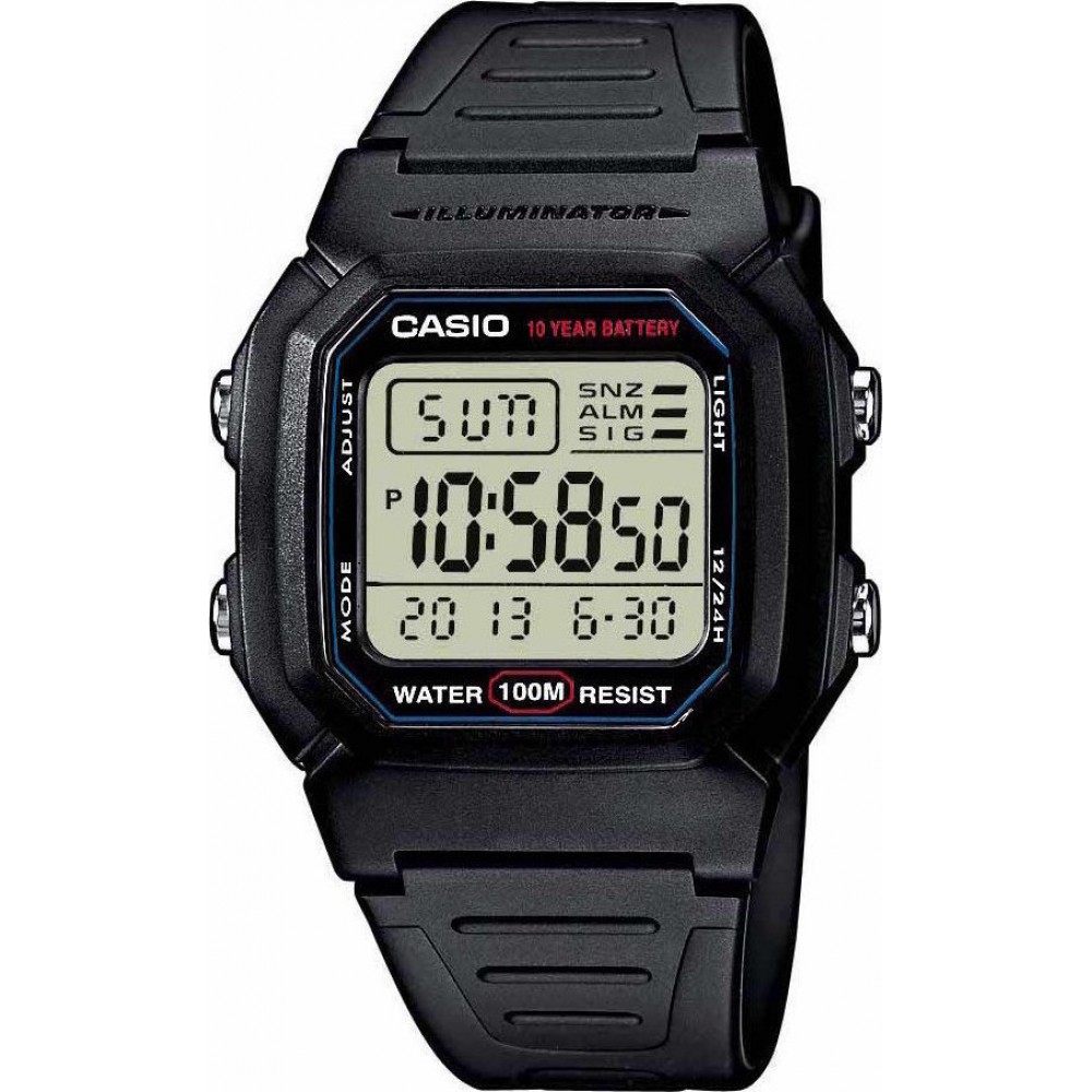 CASIO collection ρολόι ανδρικό μαύρο καουτσούκ λουράκι W-800H-1AV