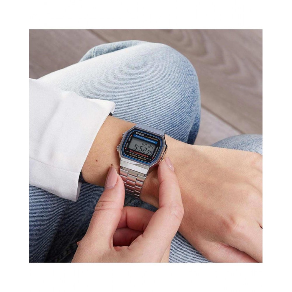 CASIO Vintage Ρολόι Unisex  Ασημί ανοξείδωτο ατσάλι μπρασελέ  A-168WA-1YES
