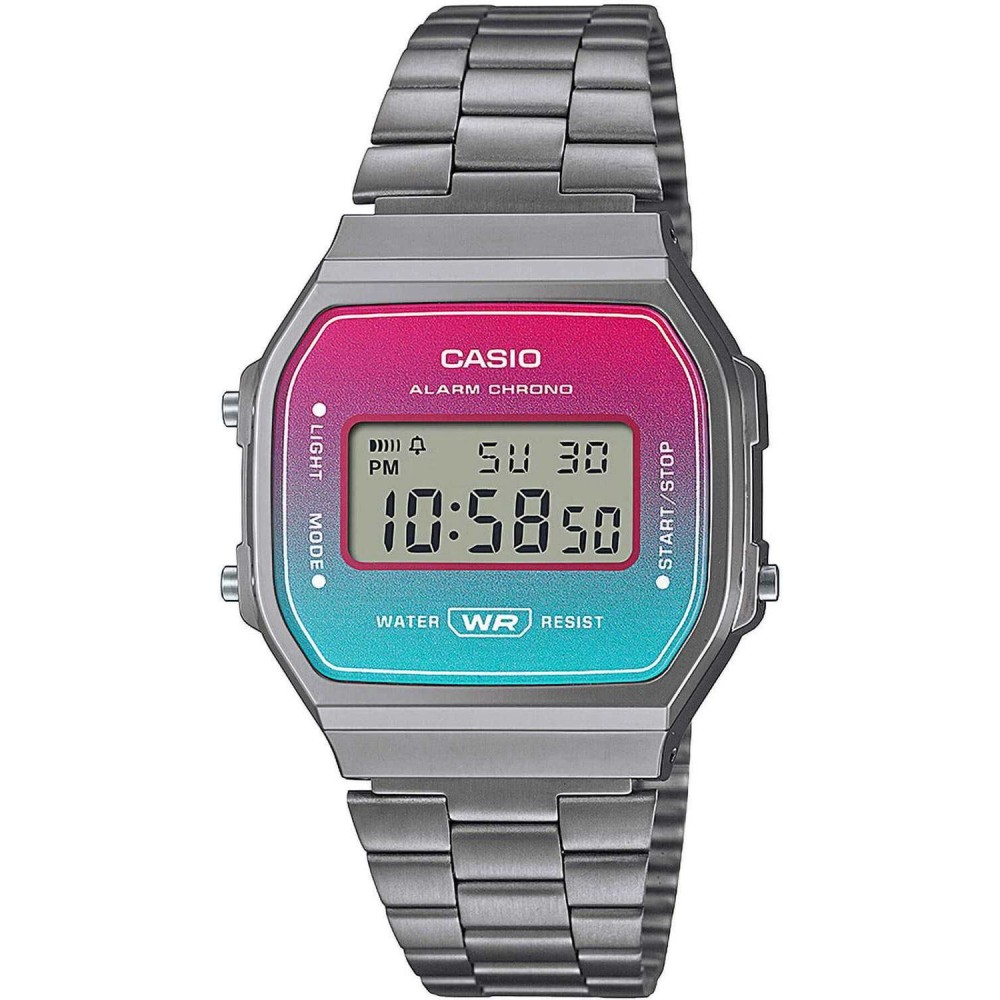 CASIO Vintage Χρονογράφος Ασημί  ανοξείδωτο ατσάλι μπρασελέ A-168WERB-2AEF