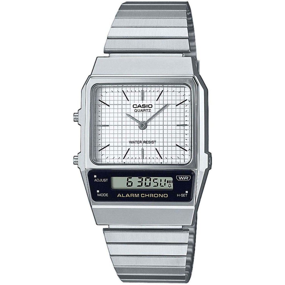 CASIO Vintage Ρολόι Unisex ασημί ανοξείδωτο ατσάλι μπρασελέ AQ-800E-7AEF