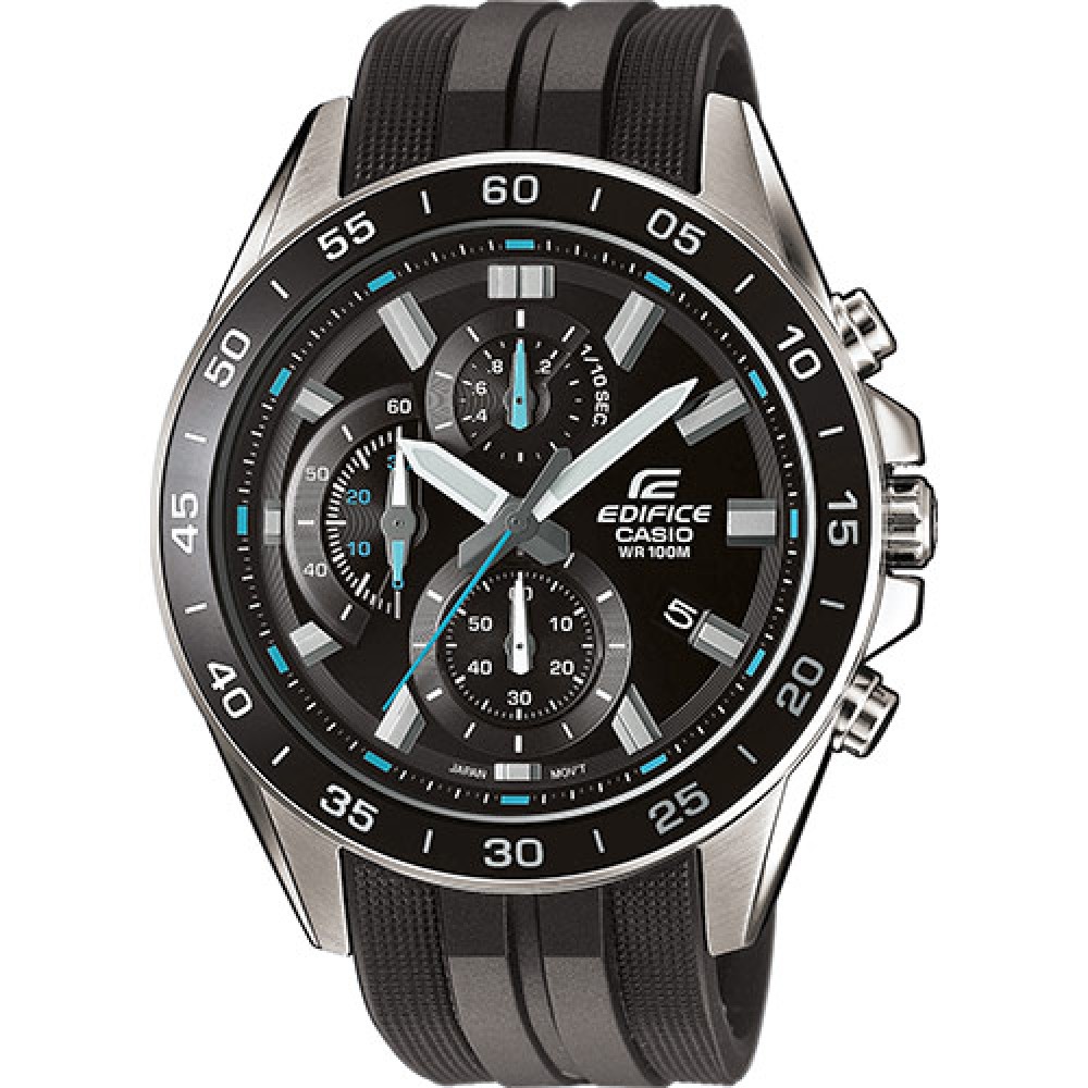 CASIO Edifice Ανδρικός Χρονογράφος Μαύρο Καουτσούκ λουράκι EFV-550P-1AVUEF