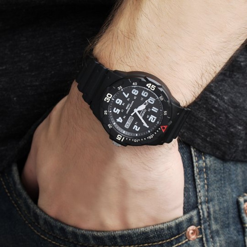 CASIO Collection Ρολόι Ανδρικό Μαύρο  Λουράκι Ρητίνης MRW-200H-1BVEG
