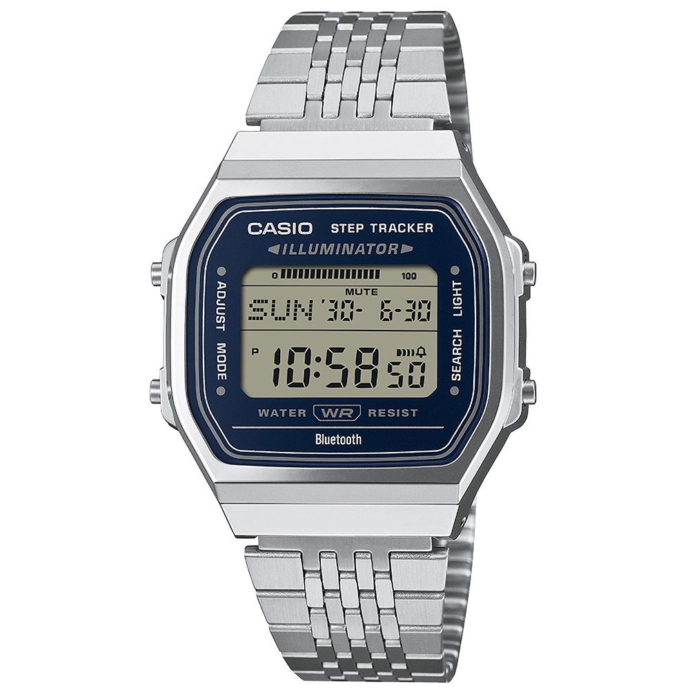 CASIO Vintage Step Tracker Ρολόι Χρονογράφος Ασημί Ανοξείδωτο ατσάλι μπρασελέ ABL-100WE-2AEF