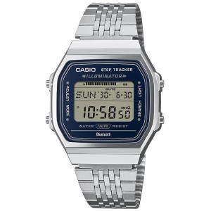 CASIO Vintage Step Tracker Ρολόι Χρονογράφος Ασημί Ανοξείδωτο ατσάλι μπρασελέ ABL-100WE-2AEF