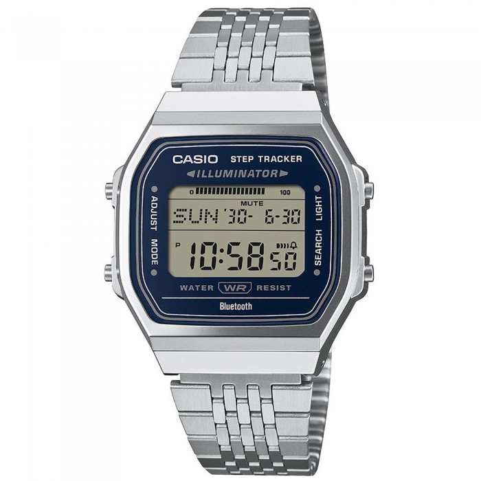 CASIO Vintage Step Tracker Ρολόι Χρονογράφος Ασημί Ανοξείδωτο ατσάλι μπρασελέ ABL-100WE-2AEF